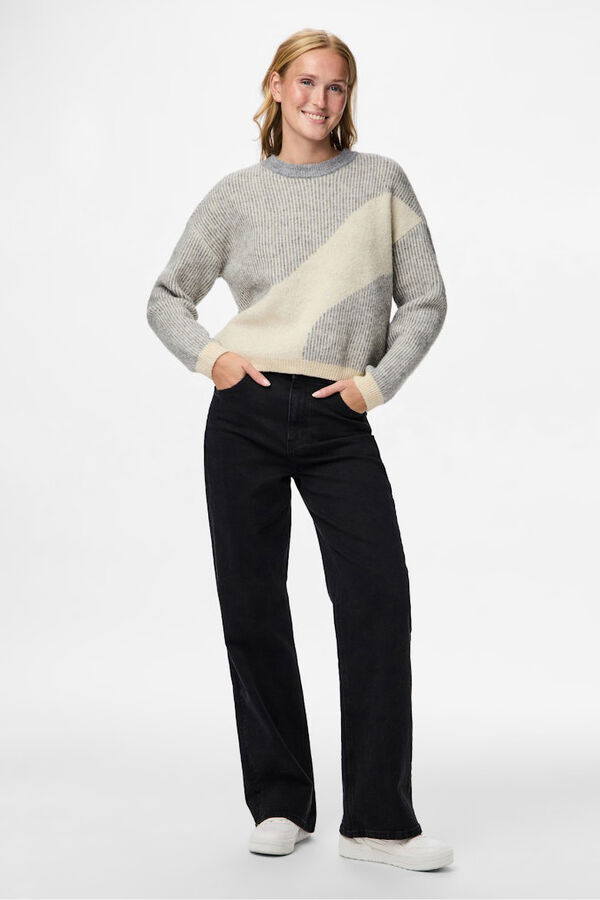 Pieces Jersey bicolor cuello contraste gris