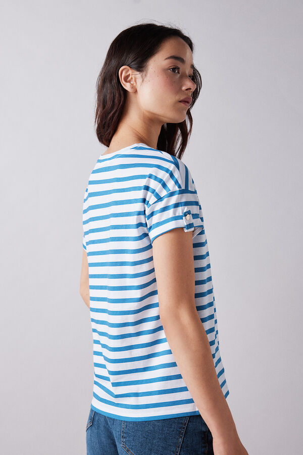 Springfield Camiseta Gr&aacute;fica Manga Vuelta Bot&oacute;n beige