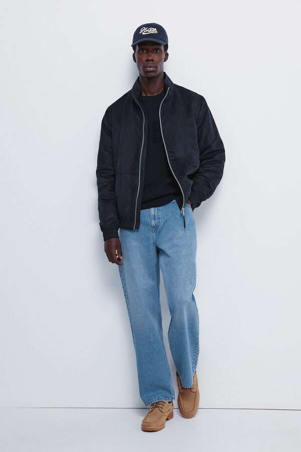 Springfield Blus&atilde;o acolchoado com efeito de camur&ccedil;a azul