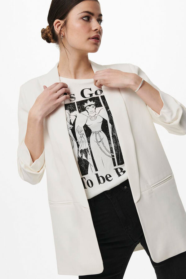 Only Blazer aberto com manga arrega&ccedil;adas branco