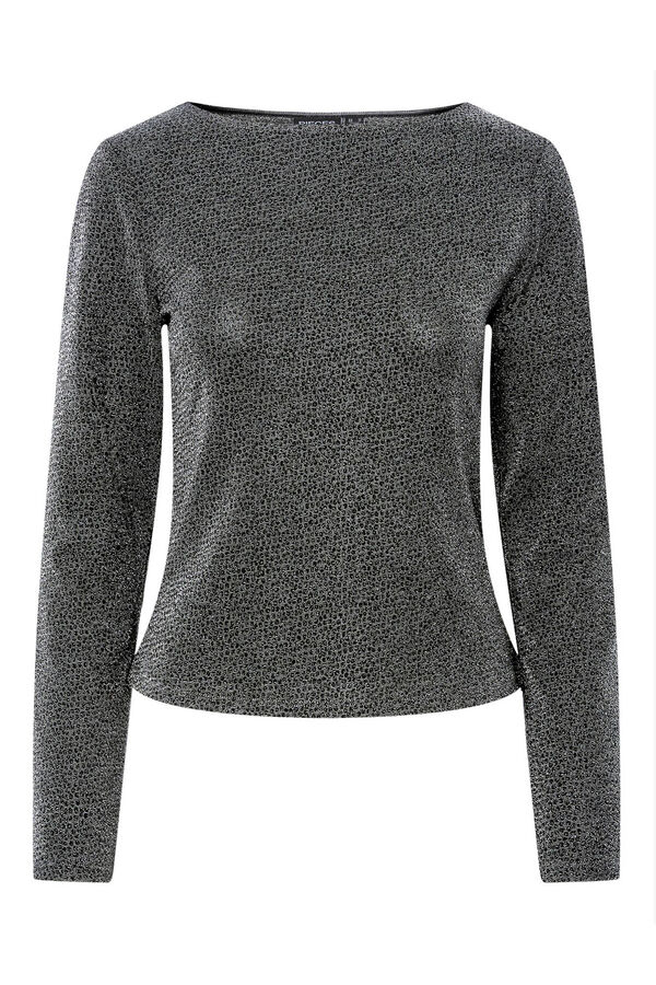 Pieces Blusa de lurex de manga comprida cinzento