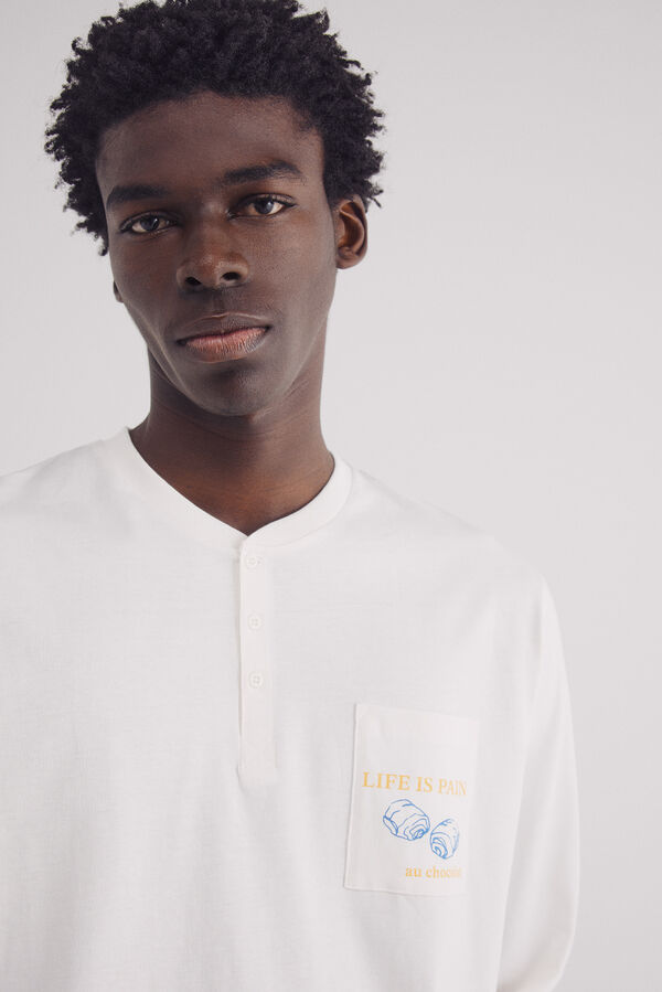 Springfield Pijama largo pantal&oacute;n tela rayas blanco