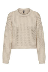 Only Jersey calado con cuello redondo blanco