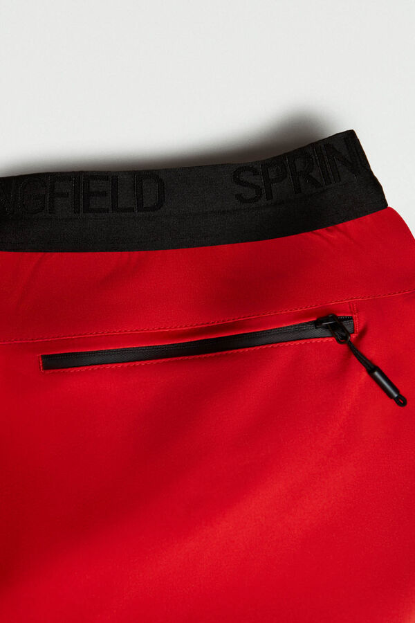 Springfield Bañador corto elástico cinturilla rojo