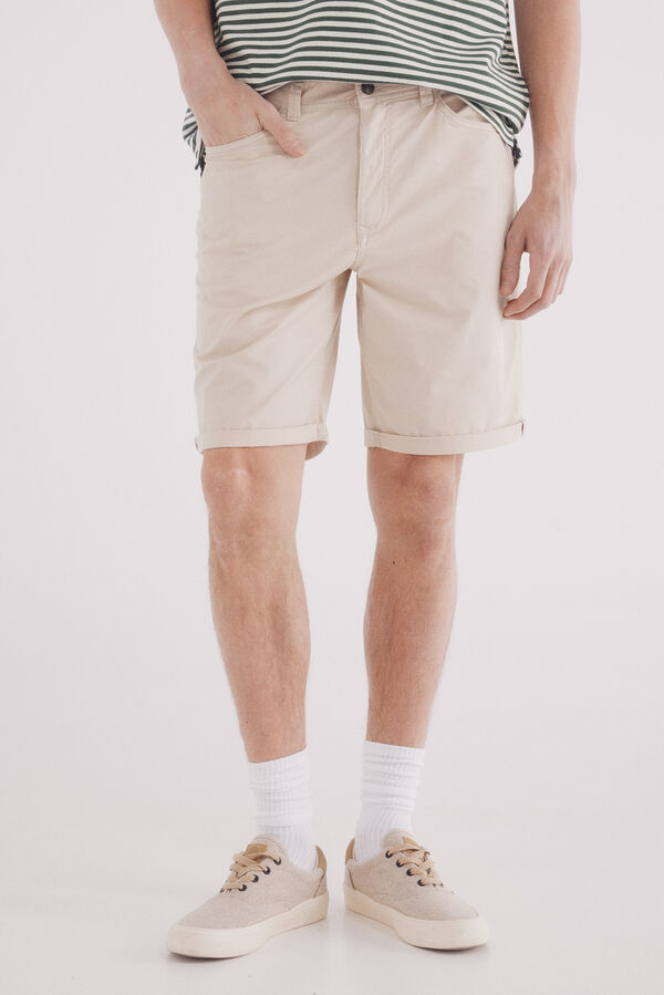 Springfield Bermuda color ligera lavada slim fit beige