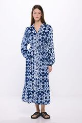 Springfield Vestido Midi Camisero Tie Dye azul