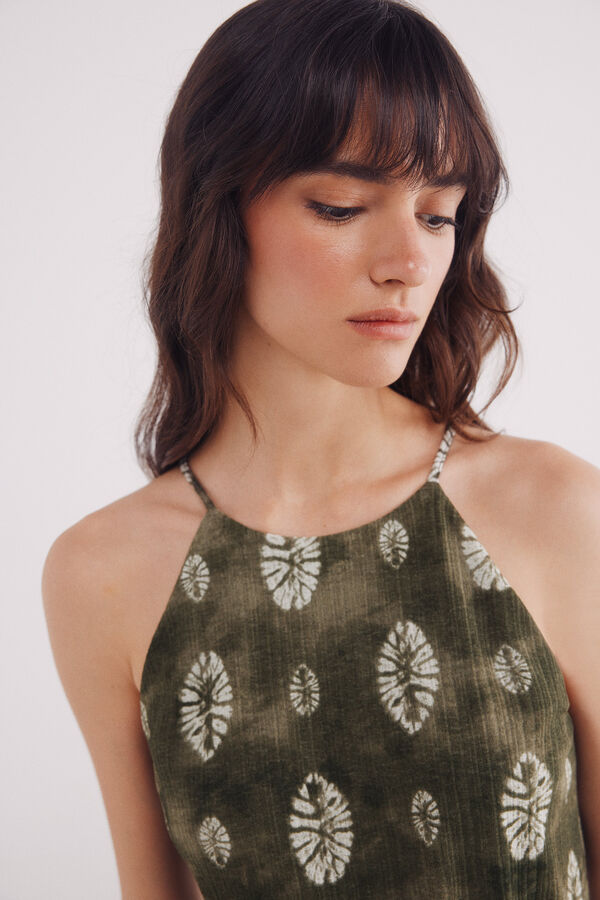 Springfield Vestido midi estampado hojas verde