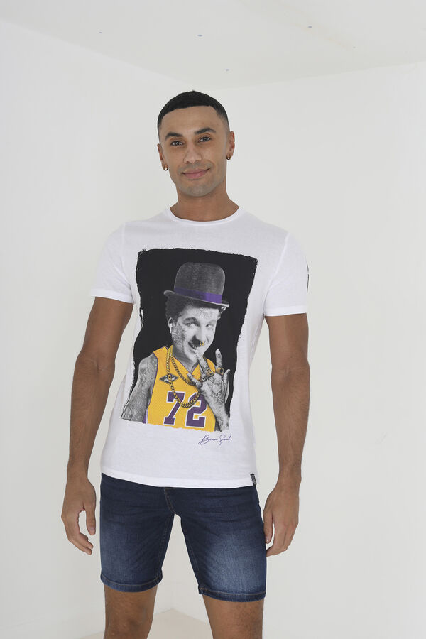 Springfield Camiseta Chaplin manga corta estampado fondo blanco