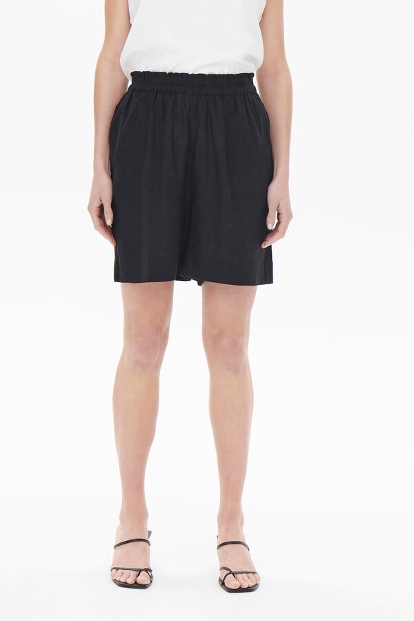 Only Calções fluidos de linho preto