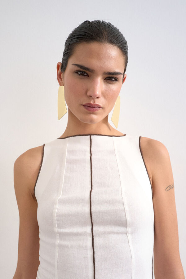 Topshop Vestido mini em linho branco