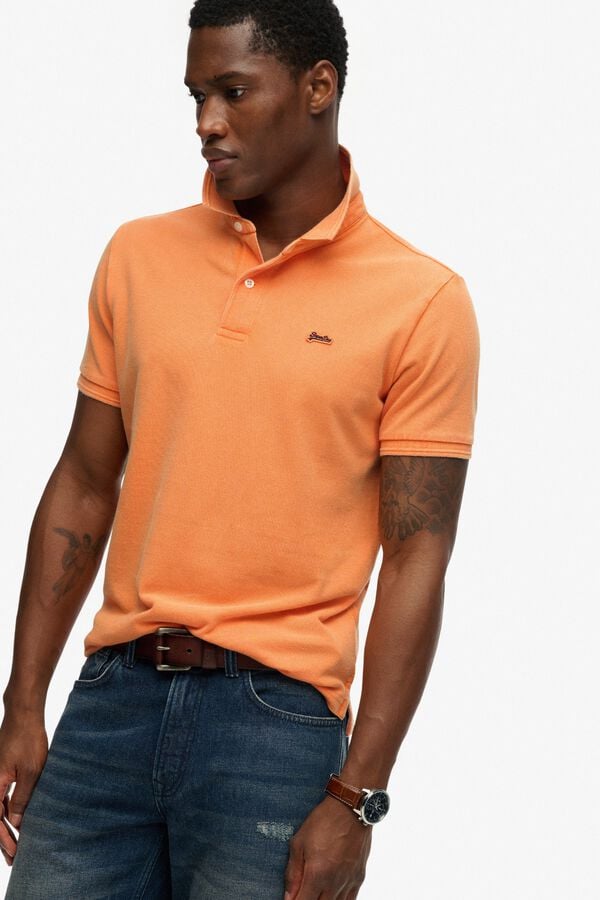 Superdry Polo manga curta b&aacute;sico em piqu&eacute; vermelho