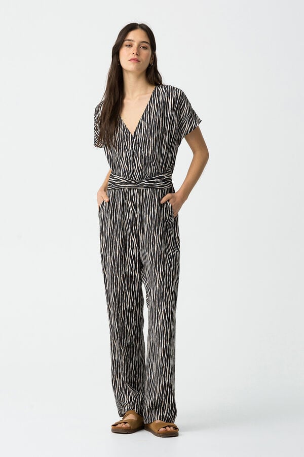 Tiffosi Mono estampado con cinturón negro