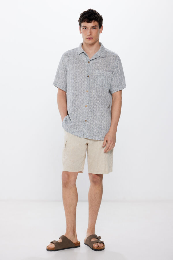 Springfield Camisa r&uacute;stica estampada azul