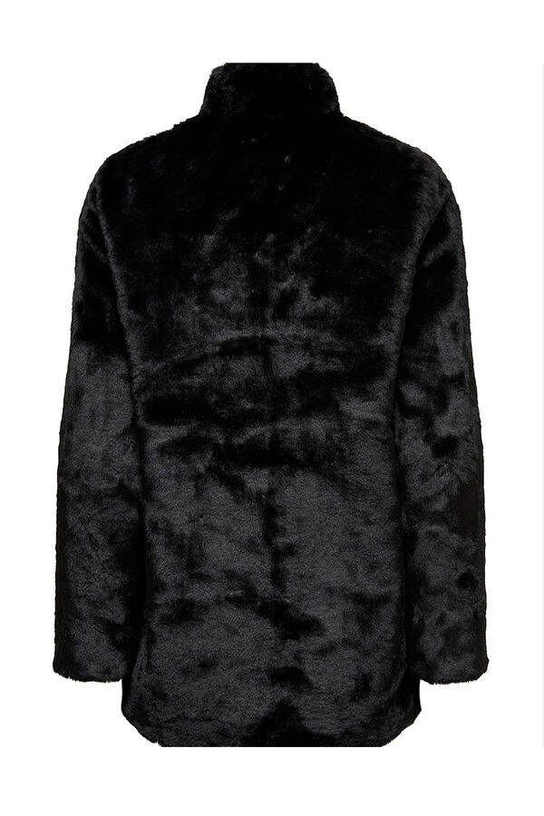 Only Abrigo de pelo sint&eacute;tico negro