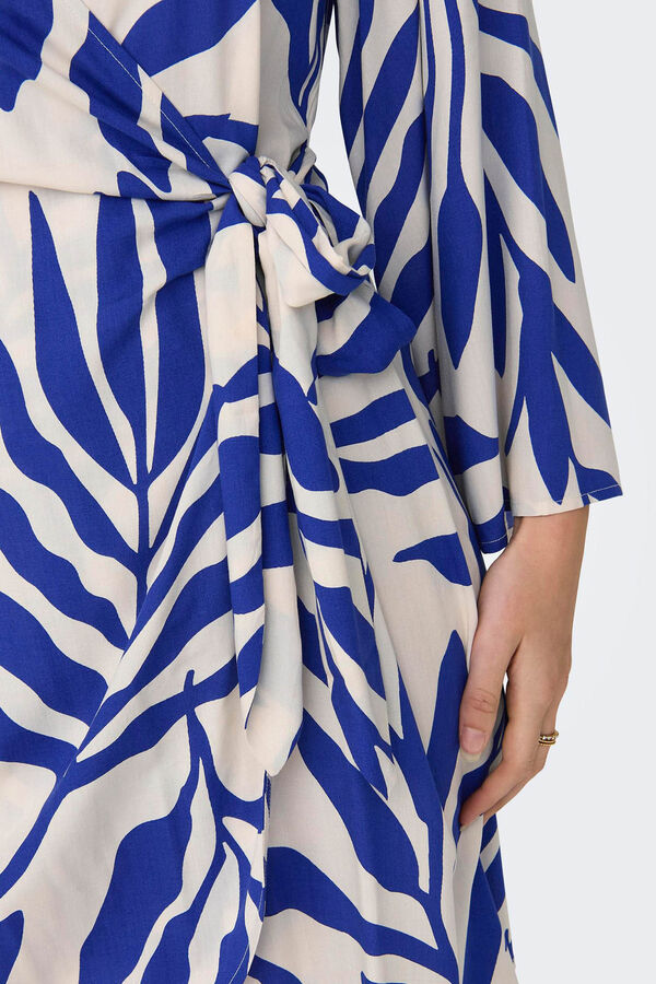 JDY Vestido curto cruzado azul