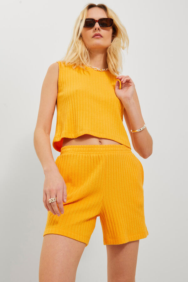 Jack & Jones T-shirt canelada de manga cava vermelho