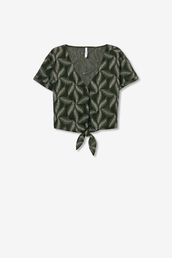 Tiffosi Camisa Cropped Estampada verde