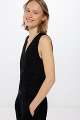 Springfield Chaleco Lino negro