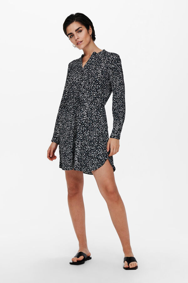 Only Vestido curto de corte t&uacute;nica preto