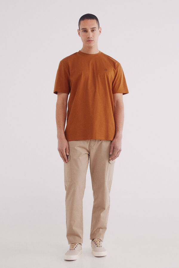 Springfield Camiseta básica com gola redonda vermelho