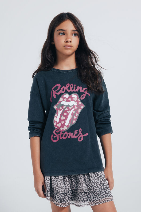 Springfield Kids Camiseta manga larga Rolling stones ni&ntilde;a. gris