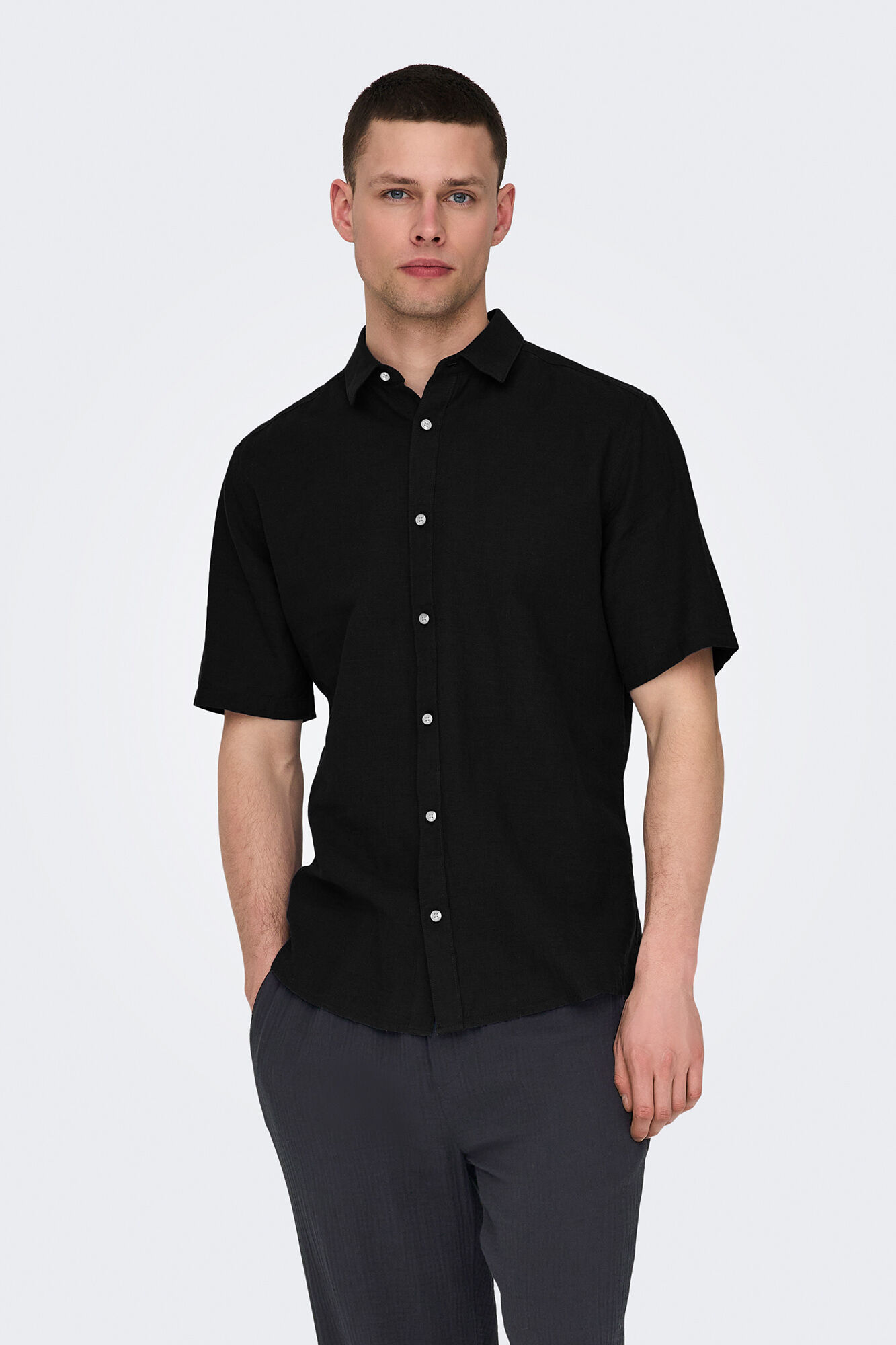 Only & Sons Camisa manga corta lino