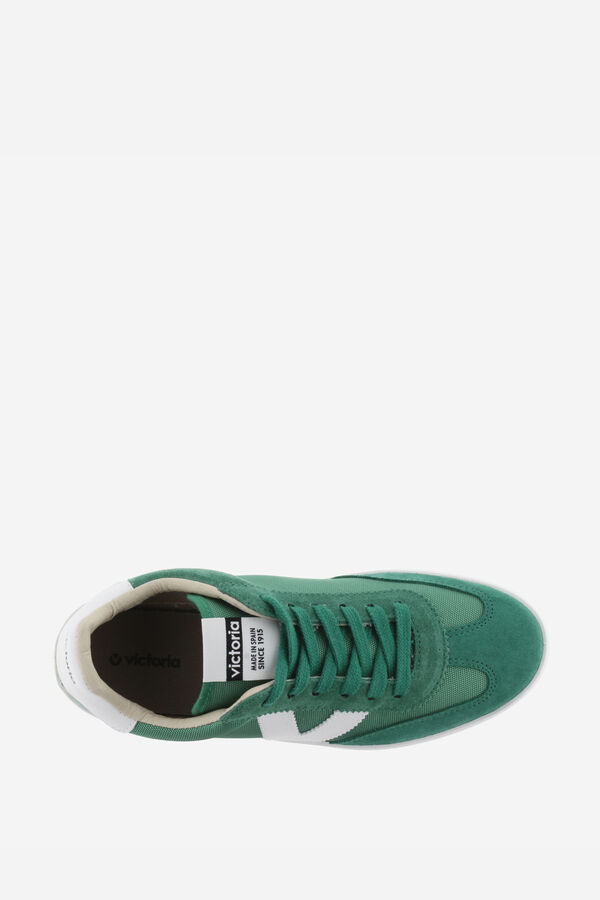 Victoria Zapatillas de nylon Victoria Berl&iacute;n Ciclista con piezas en contraste y de serraje al tono verde