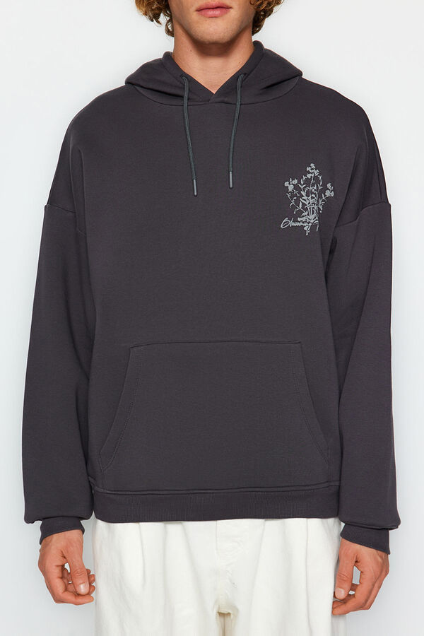 Trendyol Sweatshirt b&aacute;sica sem capuz cinzento