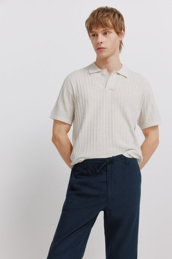 Springfield Pantal&oacute;n chino lino comfort fit azul