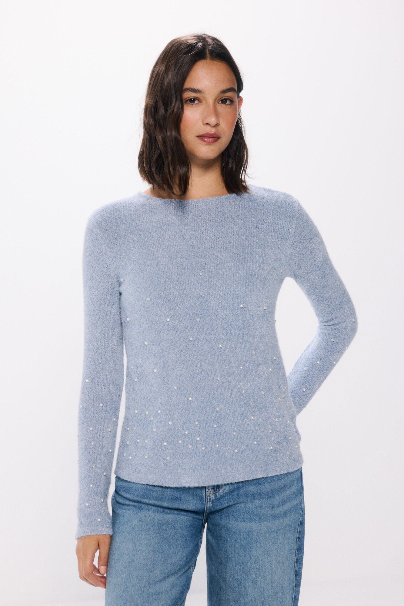 Springfield Camiseta chenille p&eacute;rola