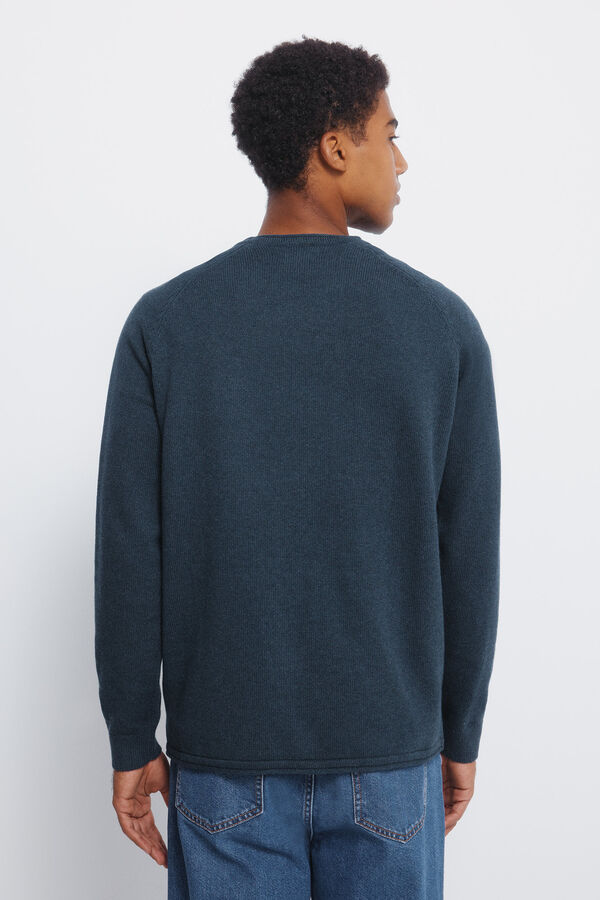 Springfield Jersey liso cuello rulo azul