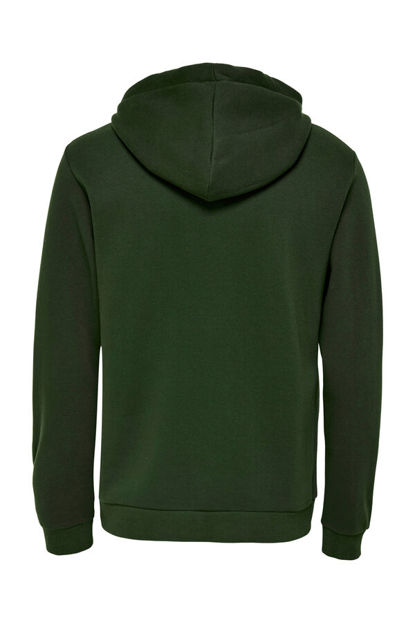 Only & Sons Sudadera de hombre felpada con cremallera. verde