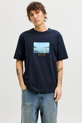 Jack & Jones Camiseta de manga curta estampada azul
