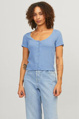 Jack & Jones Top rib con botones azul
