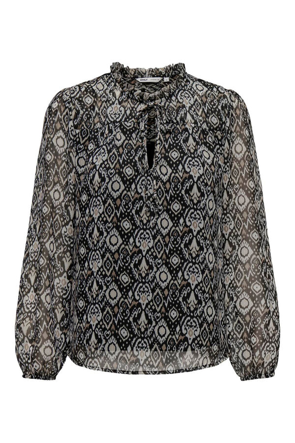 Only Blusa fluida con cuello mao gris