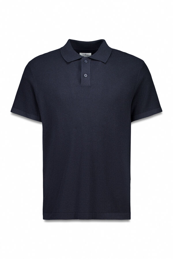 Springfield Su&eacute;ter estruturado de manga curta com gola polo azul