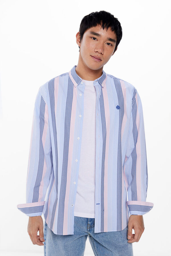 Springfield Camisa polo riscas lavada rosa