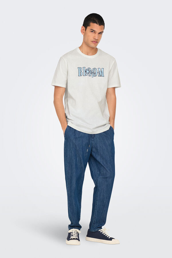 Only & Sons Camiseta masculina de manga curta com regular fit  branco