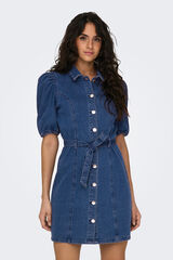 Only Vestido curto em denim azul