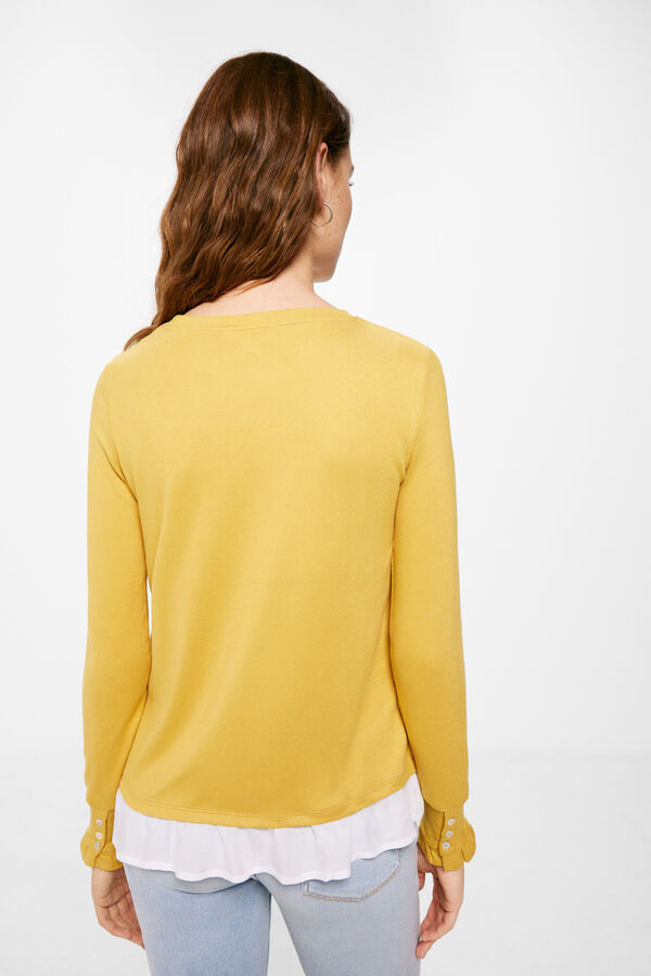 Springfield Camiseta Bimateria Volante Pu&ntilde;os amarillo