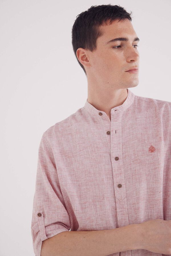 Springfield Camisa 3/4 linho viscose mao vermelho