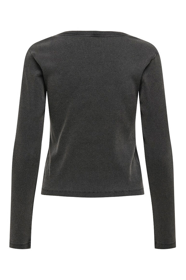 Only Top acanalado detalle tachas negro