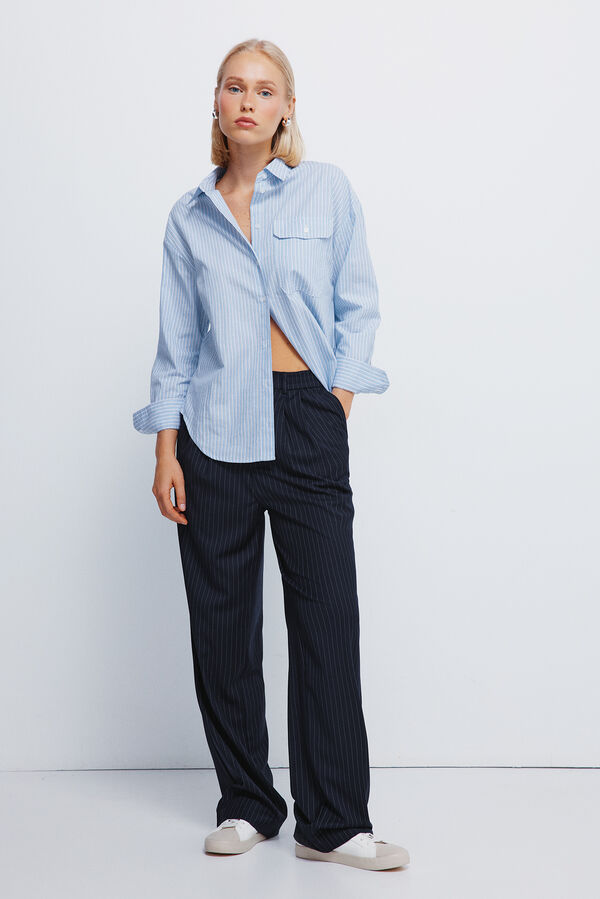 Springfield Pantalones pinzas goma cintura azul