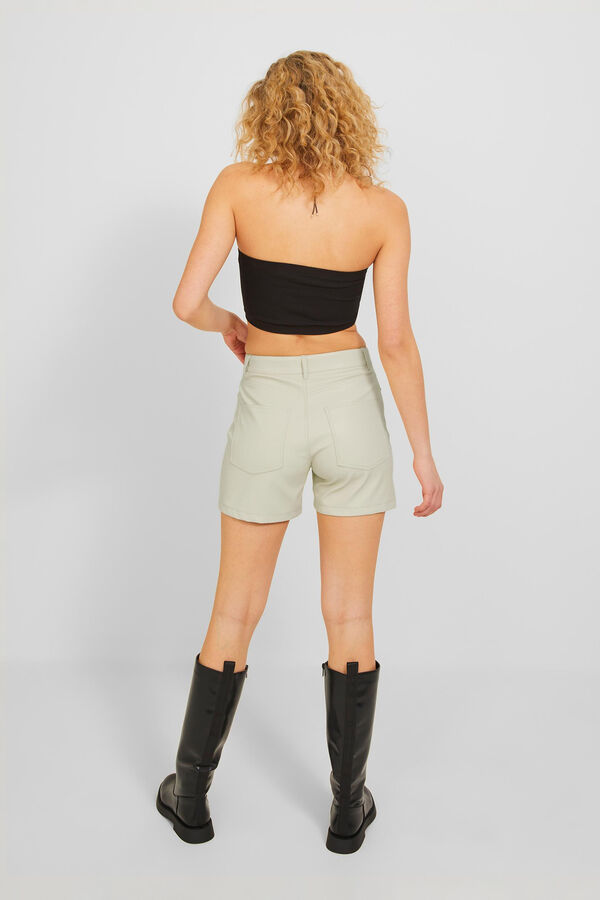 Jack & Jones Shorts de efecto piel de tiro alto branco