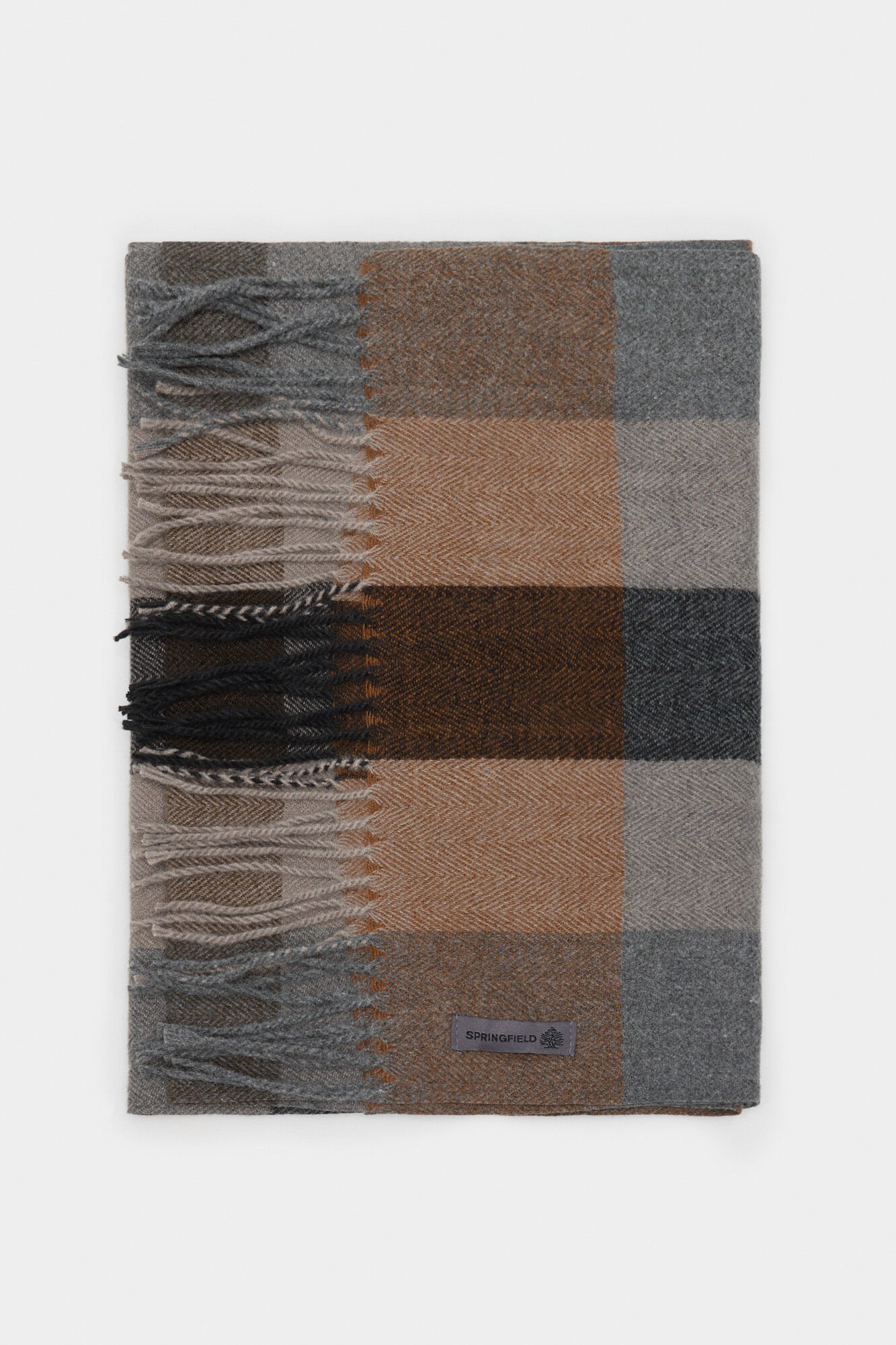 Springfield Len&ccedil;o xadrez marrom e cinza