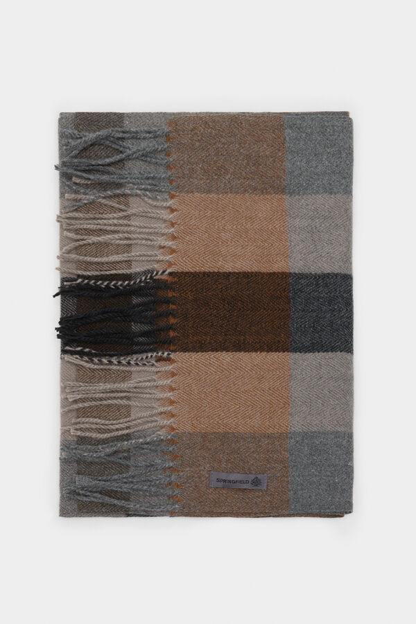 Springfield Len&ccedil;o xadrez marrom e cinza vison