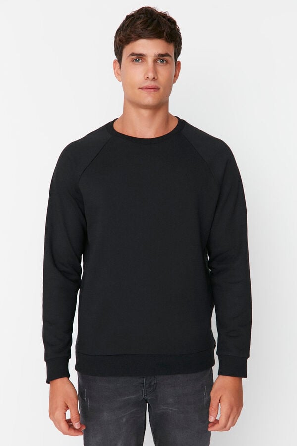 Trendyol Sweatshirt normal sem capuz  preto