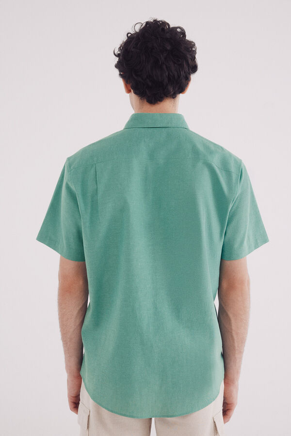 Springfield Camisa de manga curta em linho verde