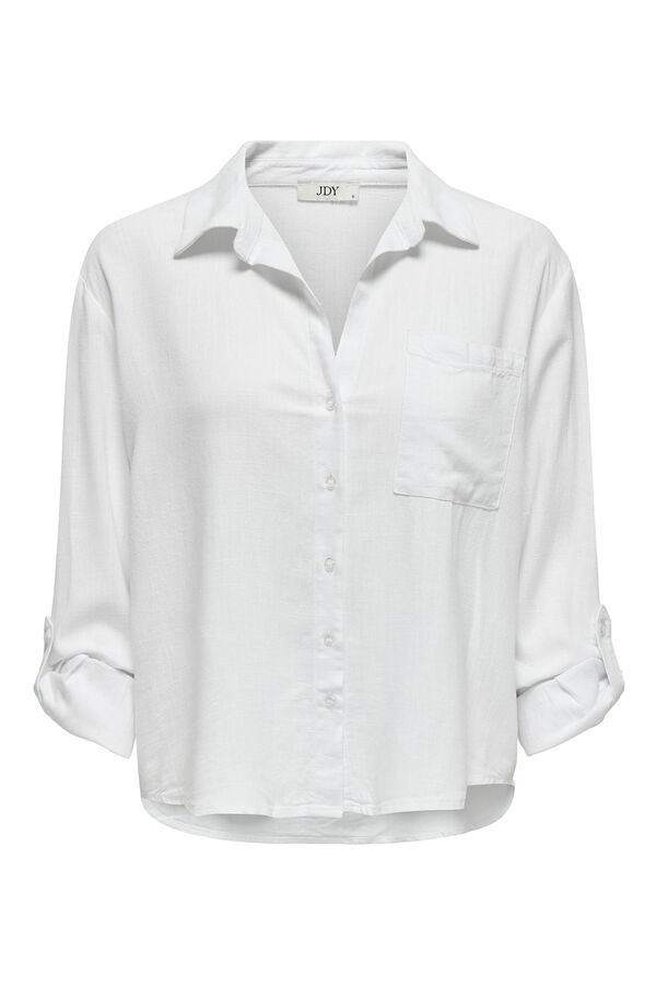 JDY Camisa manga larga lino blanco