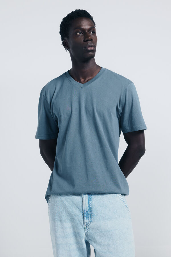 Springfield Camiseta b&aacute;sica cuello pico azul